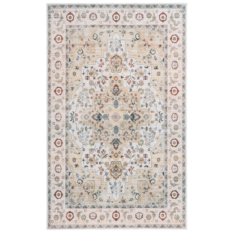 Ceniya Performance Machine Washable Oriental Rug, Round 6'