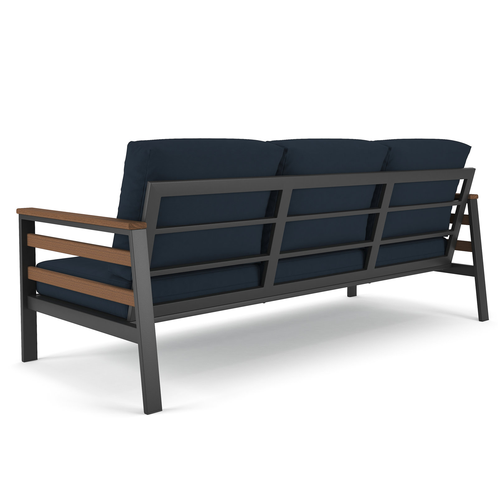 Townsend 80" Sunbrella® Patio Sofa, Canvas Navy Sunbrella® Canvas, Antique Mahogany