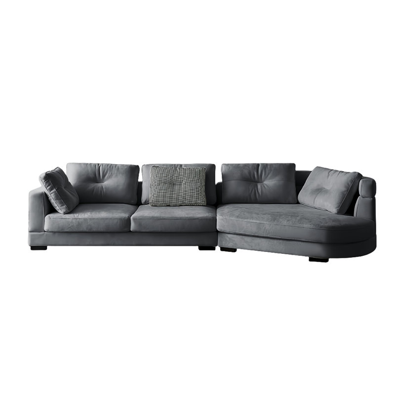 Canapé en bois massif de style italien, H 27,56 po x l 133,86 po x P 55,12 po, 5, Gris foncé