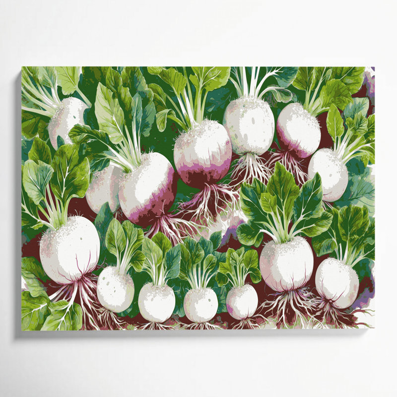 Art mural sur toile, légumes et radis Daikon, H 16 po x l 20 po