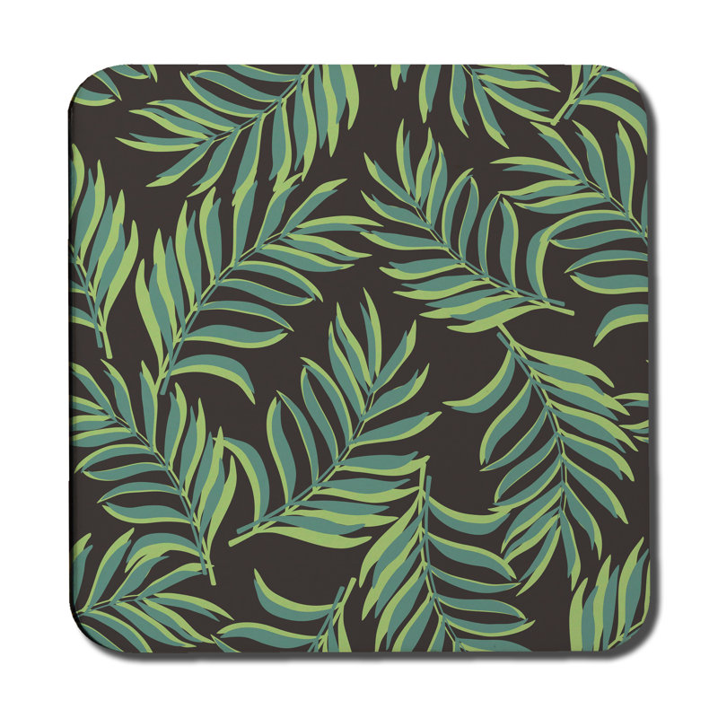 Square 6 Piece Coaster Set, Green