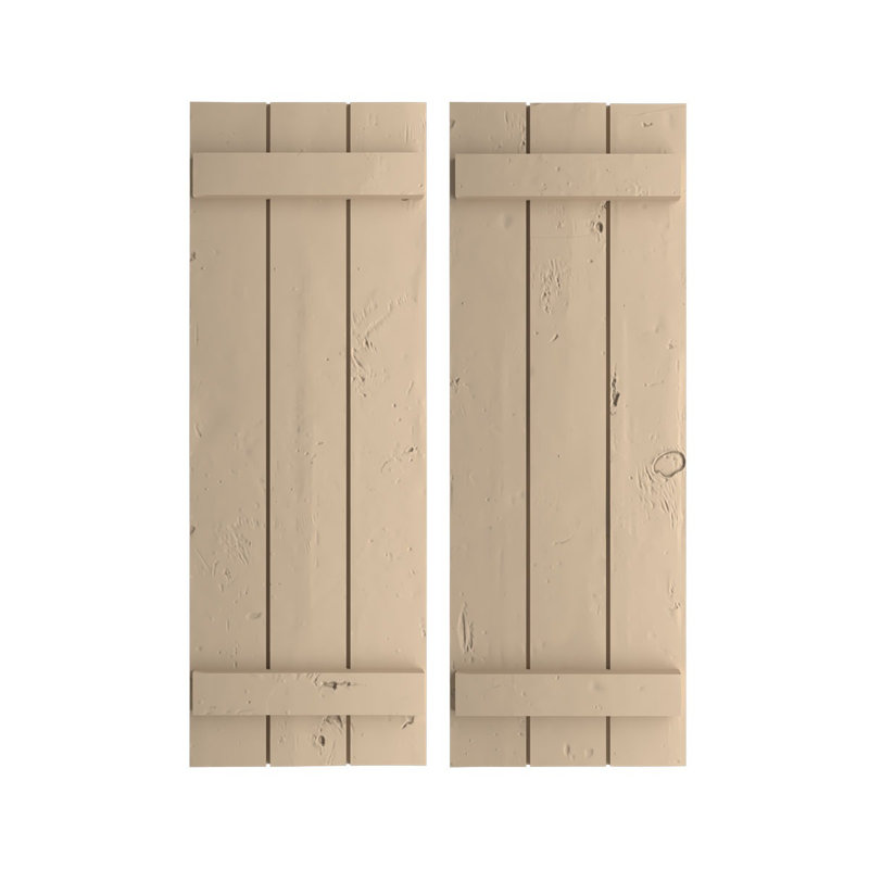 Volets en faux bois rustique à planche et nouettes (par paire), H 44 po x l 16,5 po x P 1 po, 16"