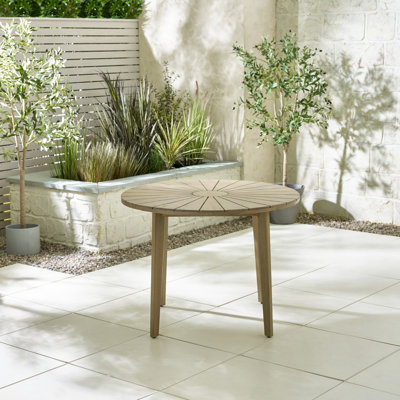 Quattro Acacia Wooden Round Dining Table - Seats 4 Modern Patio Garden Dining Set