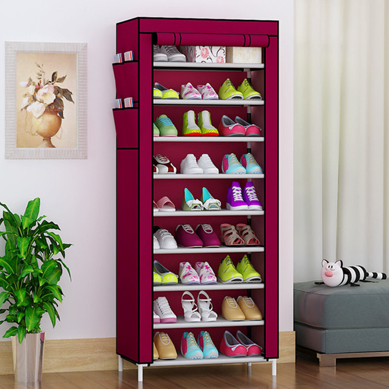 30 Pair Stackable Shoe Rack, Wine Red