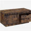 Table basse rustique en chêne avec porte de grange coulissante