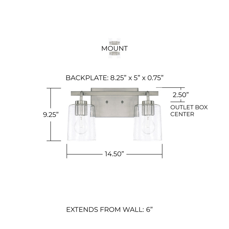 Greyson 2 - Light Dimmable Vanity Light, Brushed Nickel