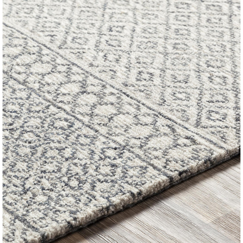 Abdera Hand-Tufted Wool Beige/Ivory/Charcoal Rug, Runner 3' x 12'