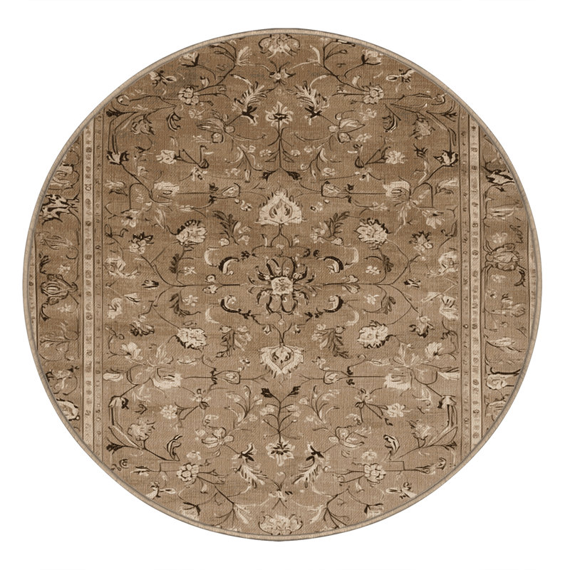 Machine Washable Persian Brown Area Rug, Round 6'