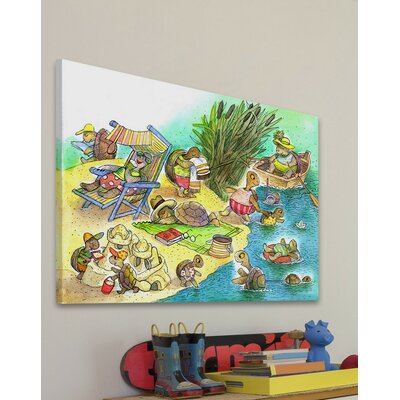 Turtle Beach Party' Painting Print on Wrapped Canvas -  Marmont Hill, MH-CSTLCT-18-C-24