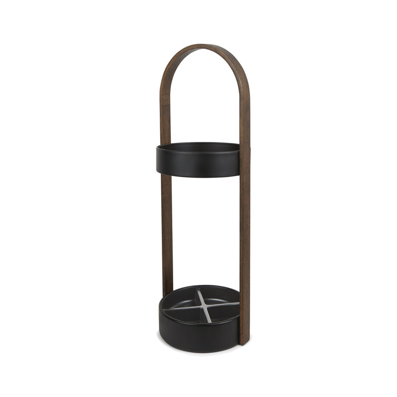 Akyah Freestanding Umbrella Stand, Black/Walnut