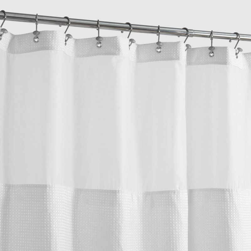 Rideau de douche Waffle Weave avec doublure à encliqueter, 12 crochets inclus, Blanc, H 75 po x l 71 po