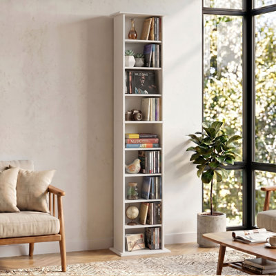Armoire de rangement multimédia avec tablette DVD à 9 niveaux et tablettes réglables - blanc