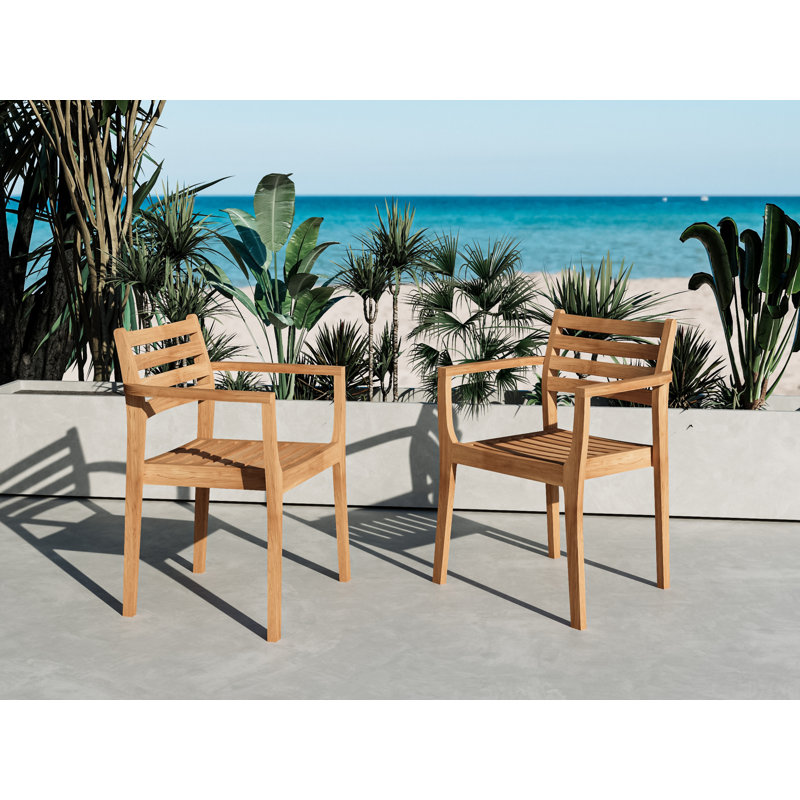 Kolding Teak Outdoor Dining Stacking Armchair Set Of 4