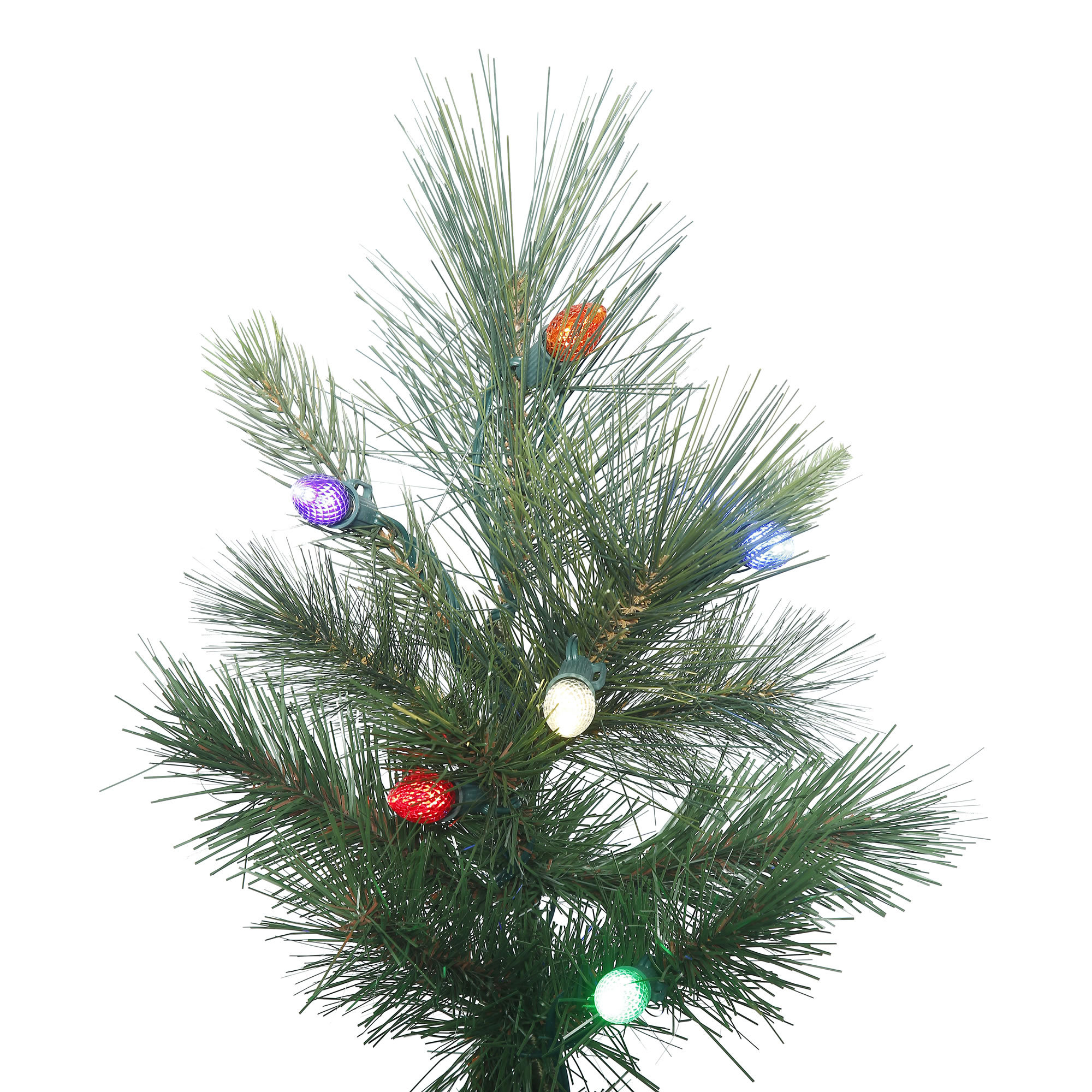 Lighted Artificial Pine Christmas Tree, Multicolored Lights, 7.5' H