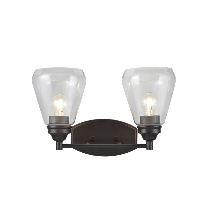 Éclairage pour meuble-lavabo 2 lumières en métal transitionnel Crosson, Bronze huilé