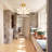 17.3" 4-Light Gold Semi-Flush Mount Chandelier with Glass Shade, E26 Ceiling Light-1280539643