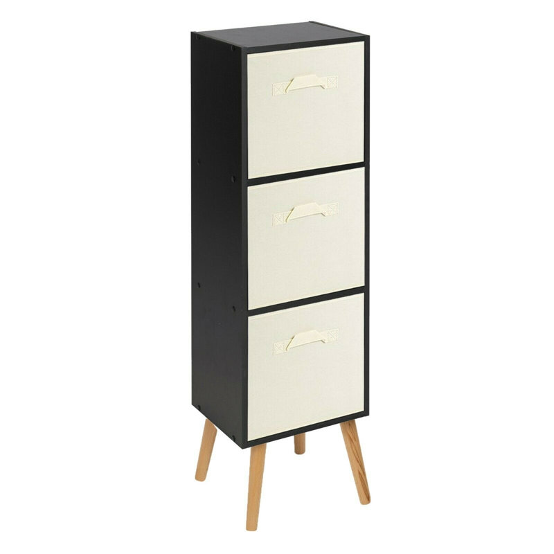 Corto 100cm H x 30cm W Wood Standard Bookcase, Black/Cream/White