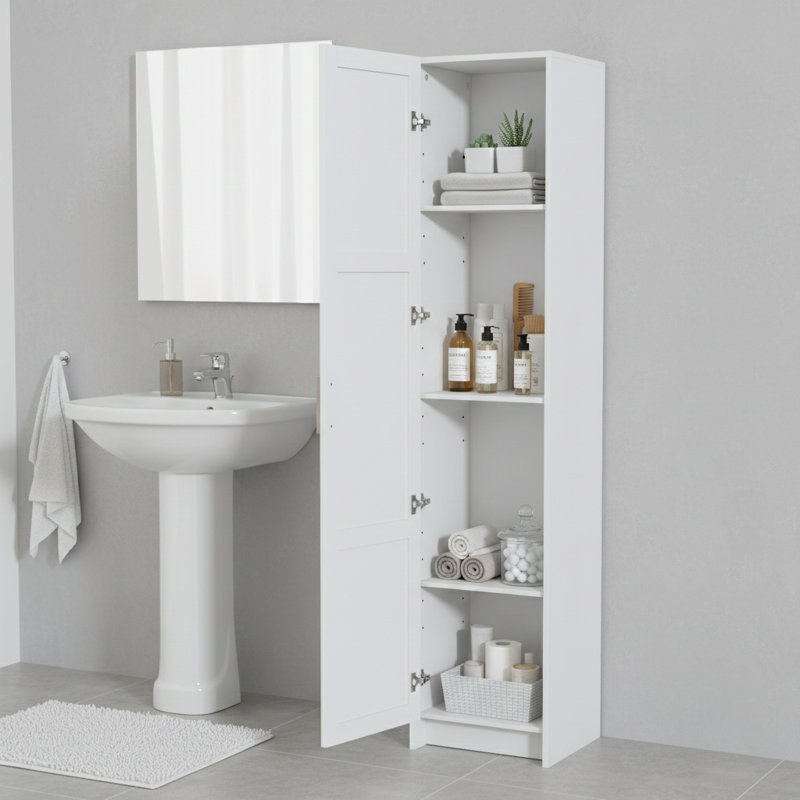 Tall Narrow Storage Cabinet 70.87" Tall Bathroom Cabinet With 3 Adjustable Shelves, White