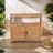 Wooden Patio Bar Table Set With Storage, Buffet Cabinet Sideboard For Outdoor And Indoor