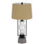 Lampe de table Vallda Lantern - 79 cm de hauteur, métal noir mat et verre, base en ciment, abat-jour cylindrique en toile de jute, ampoule 100 W à 3 intensités E26 et veilleuse DEL 2 W