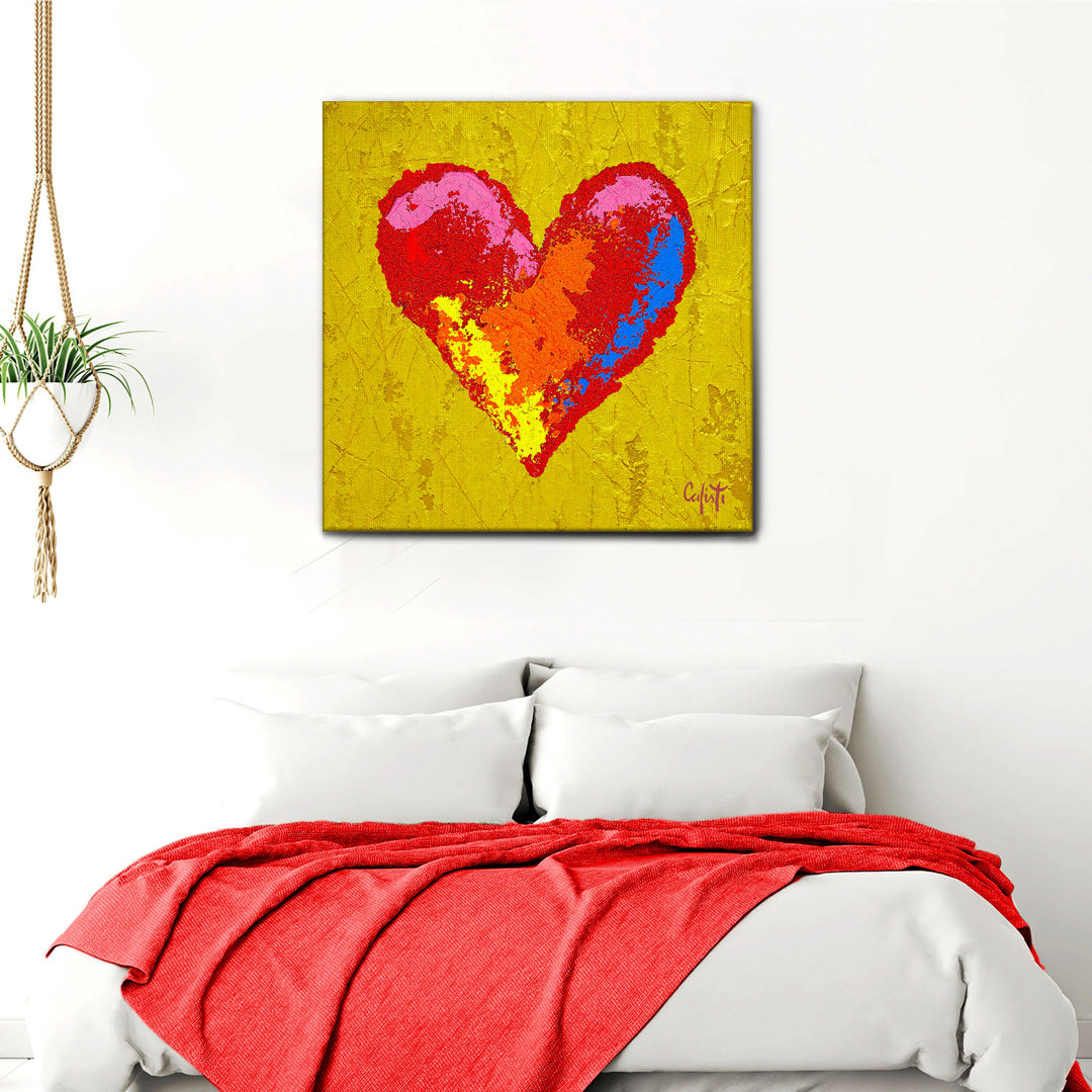 Acrylbild Cuore Sfondo Giallo von Stefano Calisti