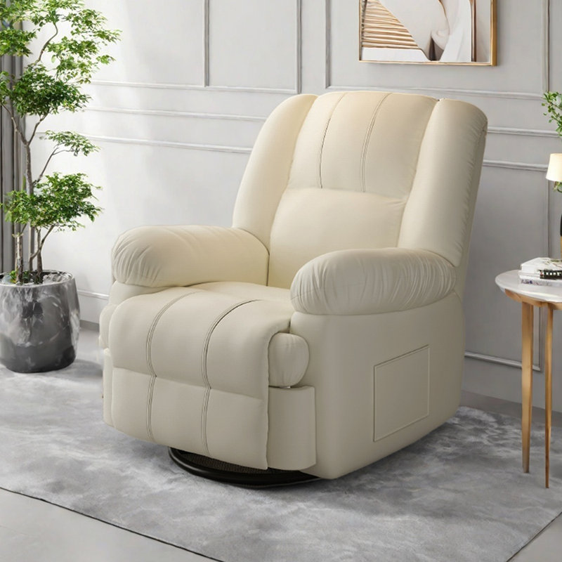 Fauteuil inclinable multifonctionnel à dossier épais avec poches, Beige