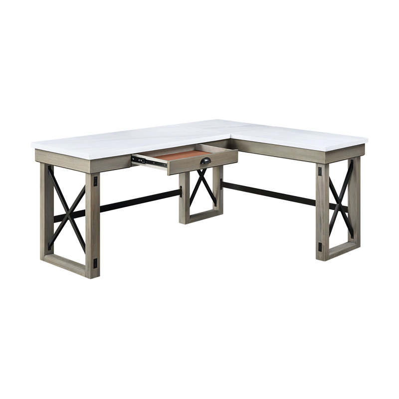 Devaansh Writing Desk With Lift Top, White/Light Gray