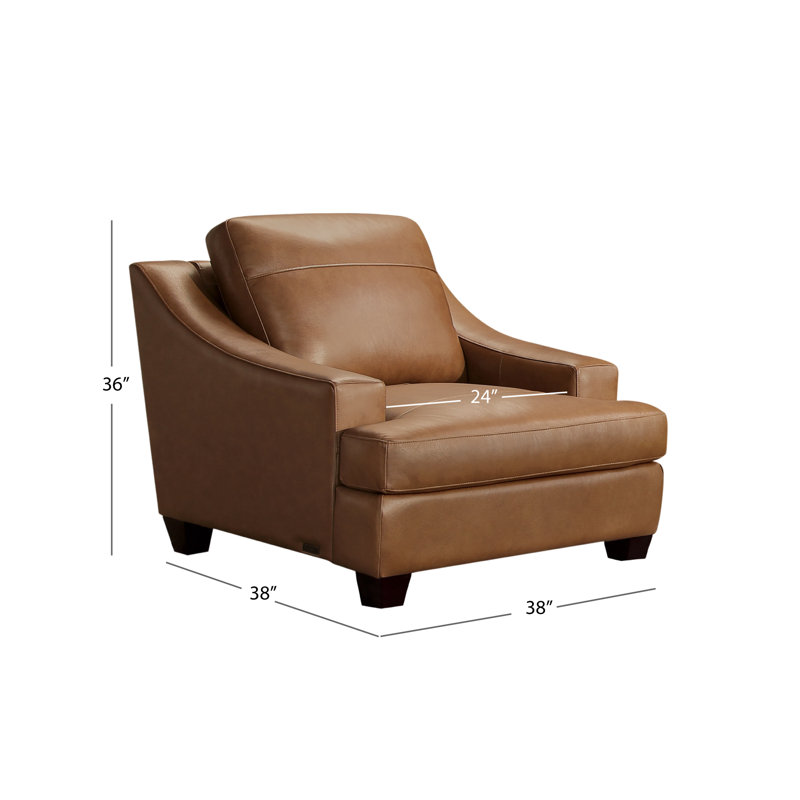 Fauteuil de 38 po de large Appolonie, Cuir de chameau