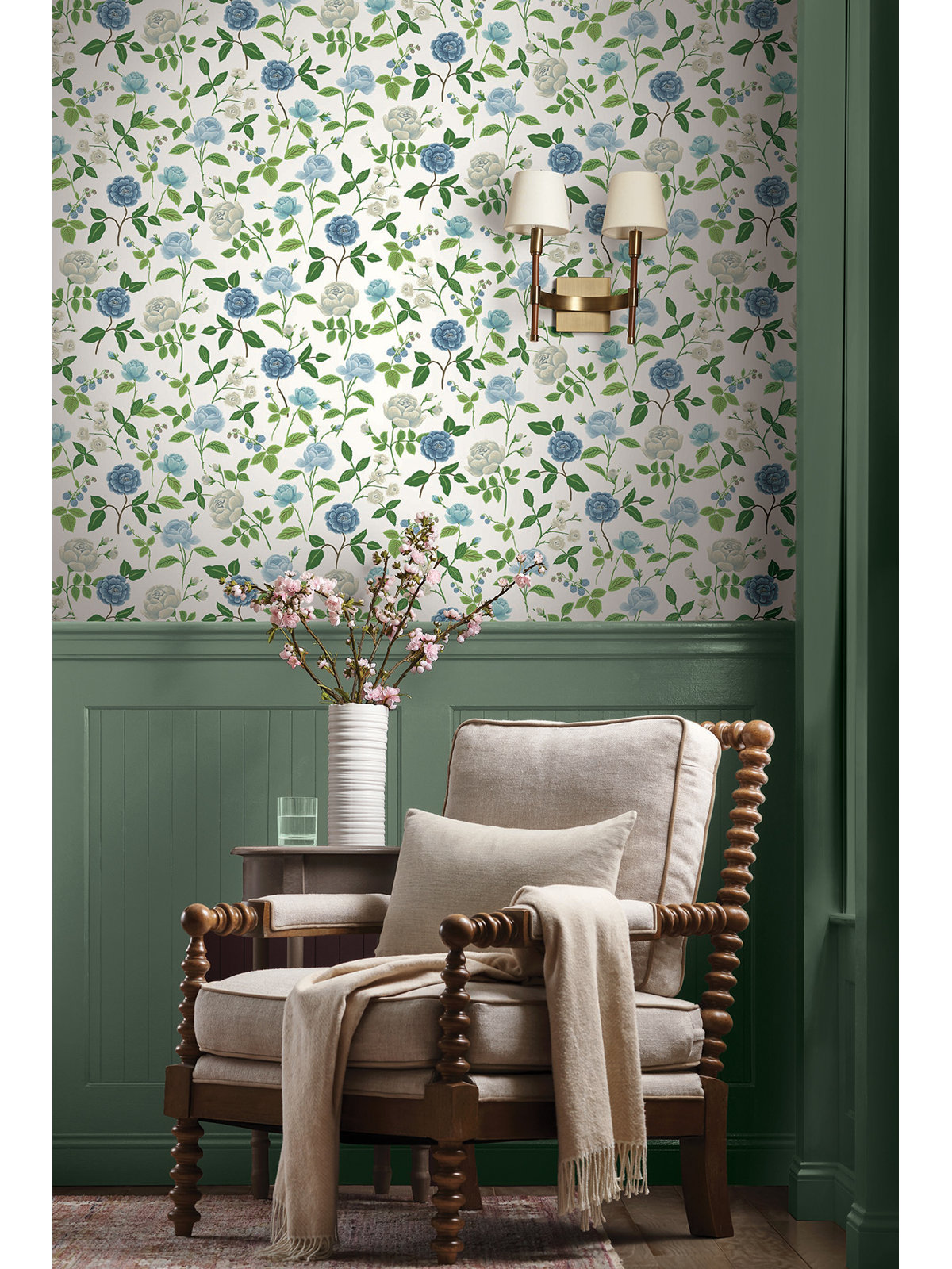 Roses Wallpaper Double Roll, Blue