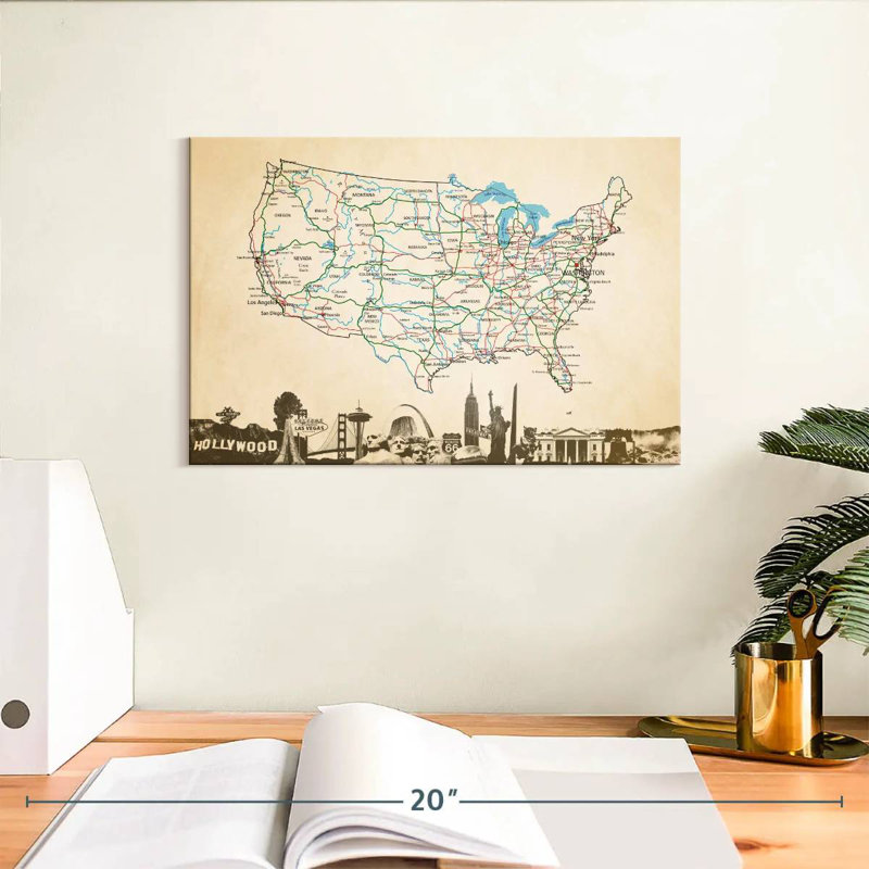 Aliaz Classic USA Map, 8" H x 12" W