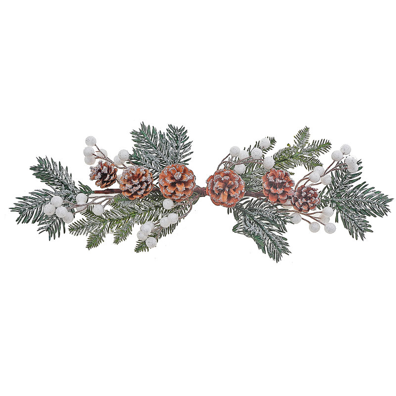 Ornement de Noël pomme de pin et baies blanches