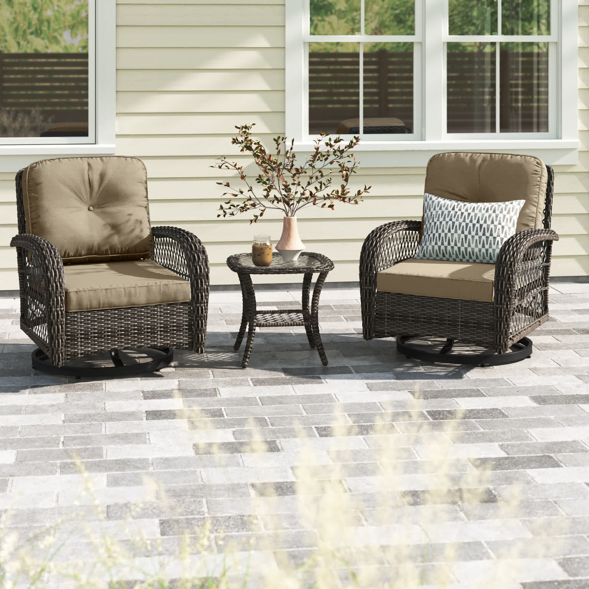 Belham living montauk resin wicker outdoor rocking outlet chair with cushions