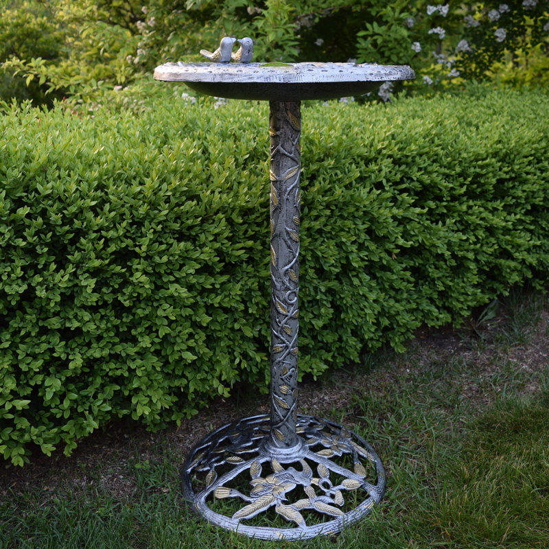 Wendling Aluminum Pedestal Birdbath, Antique Pewter