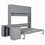 Grand lit escamotable mural avec bureau, tablettes de rangement et grands armoires