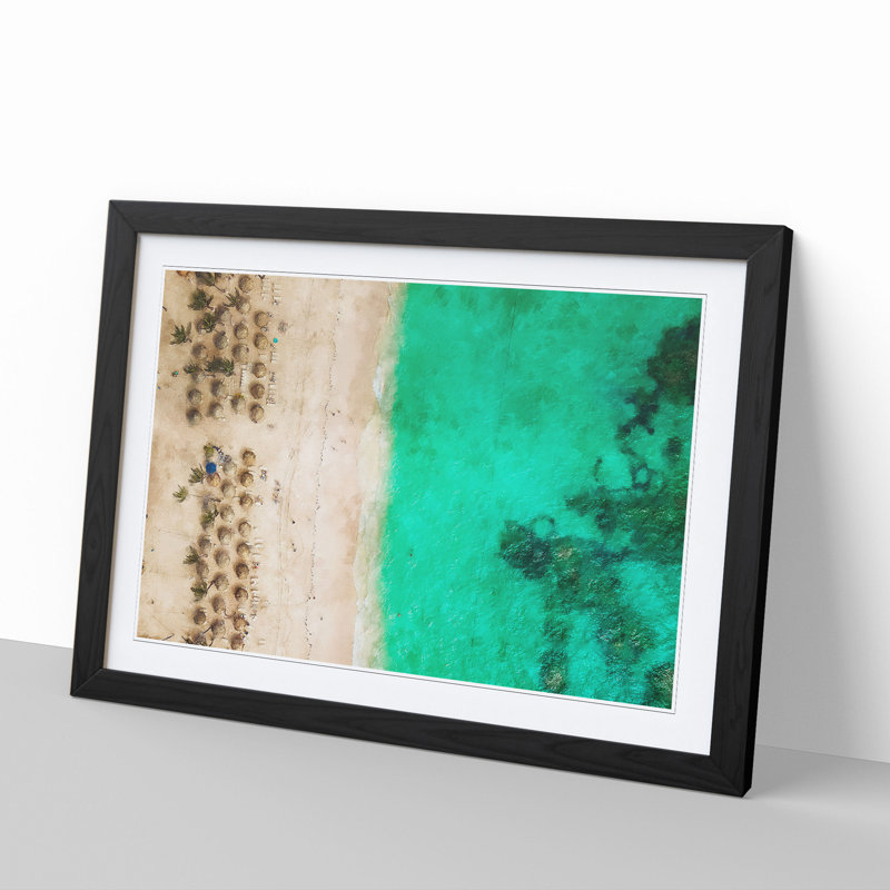 Tiki Beach in the Dominican Republic - Picture Frame Graphic Art, 48cm H x 65cm W x 2cm D, Black