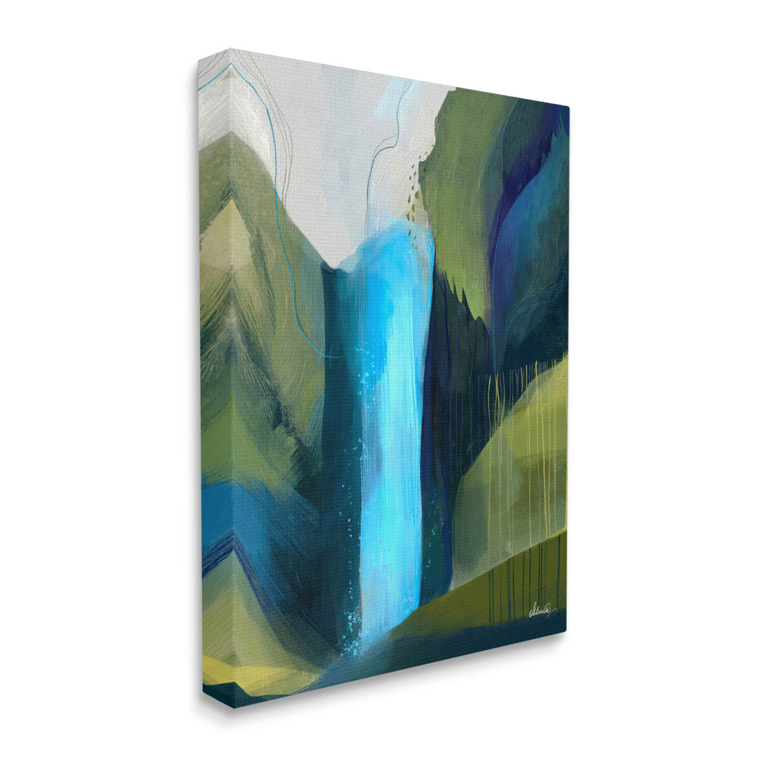 " Abstract Waterfall Layered Landscape " by Ishita Banerjee Painting Print Stupell Industries 