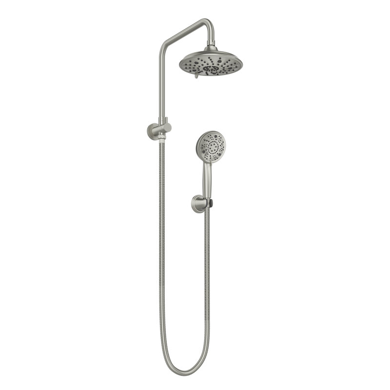 Système de douche à pomme de douche multifonctionnel 8 po avec bras de douche pivotant Laguna Laguna, Nickel brossé