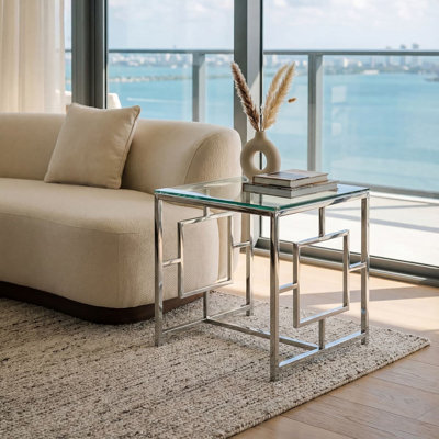 Redd Glass Top Sled End Table