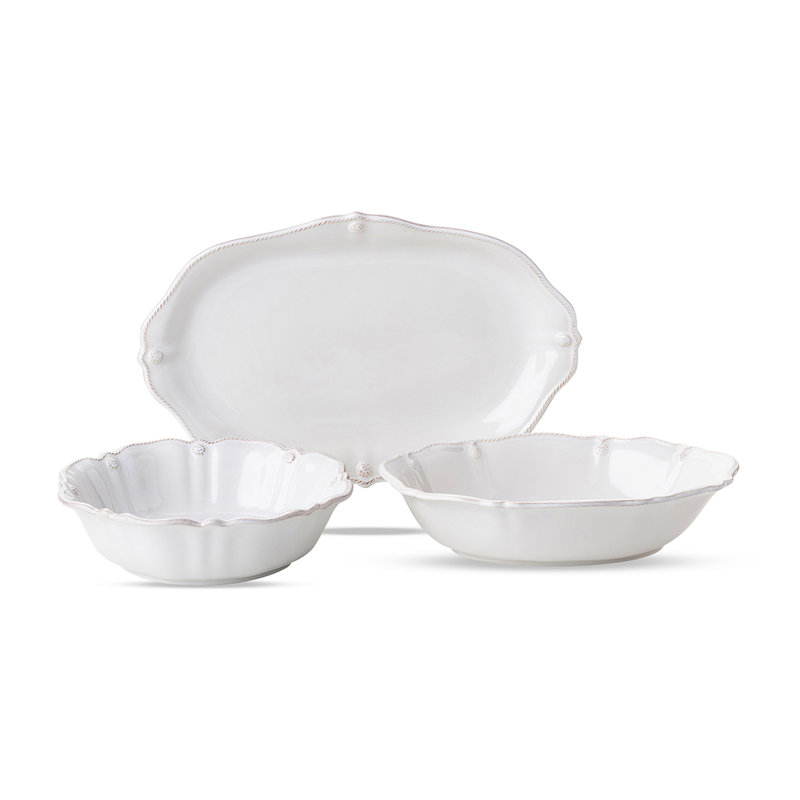 Berry & Thread Serving Bundle 3 - Piece Set - Whitewash/Brown