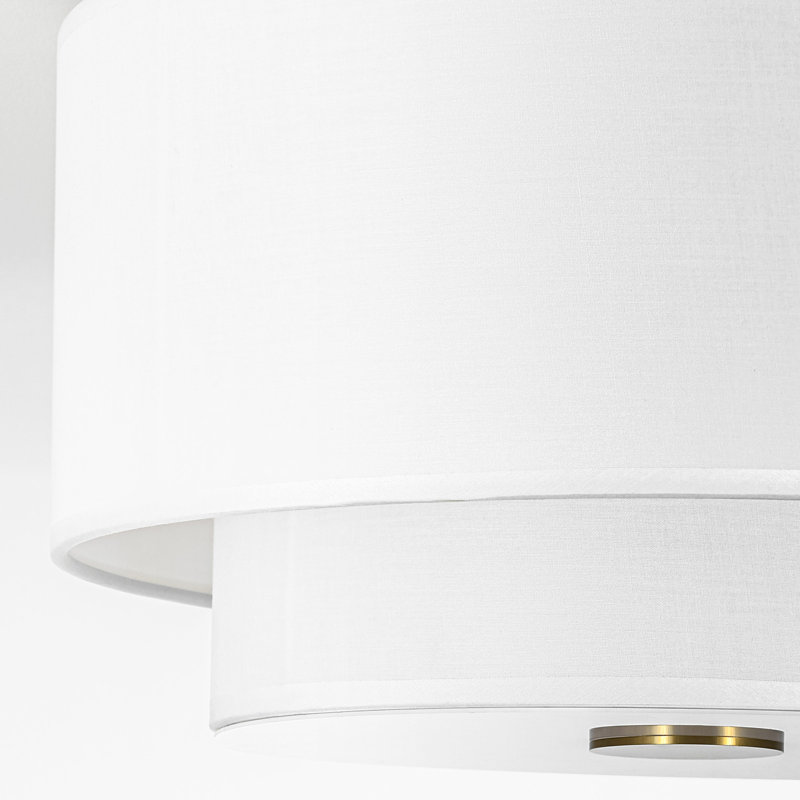 Plafonnier encastré 3 lumières à abat-jour en tissu blanc Aurevane