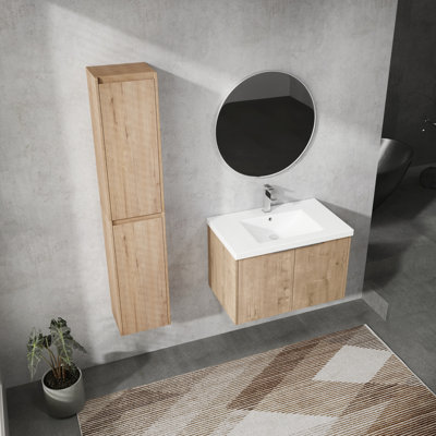 Fianna Bathroom Vanity With Sink And Side Storage - Modern Pizzazz 24" Cabinet Magnetize