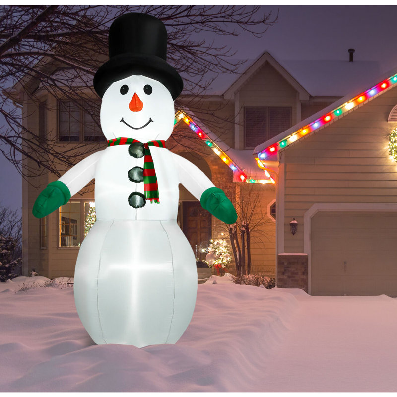 10 pi. Bonhomme de neige gonflable pré-éclairé