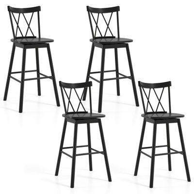  Ensemble de 4 tabourets de bar pivotants en bois d'hévéa Windsor