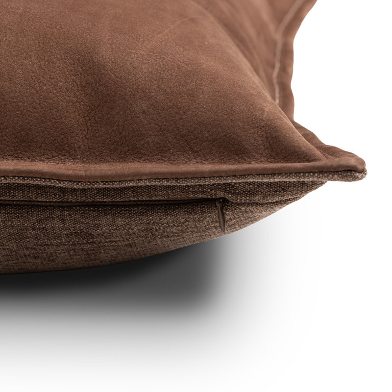 Trenton Pillow Cover, Nubuck Tobacco, Square 22"