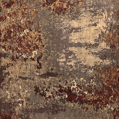 Tapis en laine / polyester abstrait tissé à la machine en brun / rouille / gris