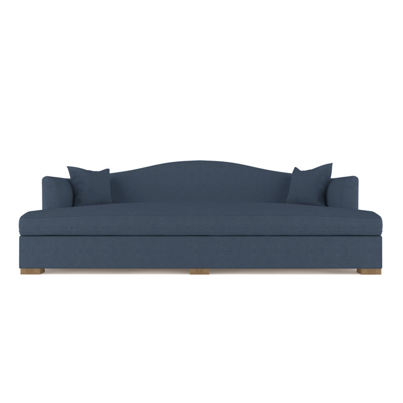 Horatio Camelback Taper Curved-Arm Daybed, Vintage Leather Pumice, Weathered