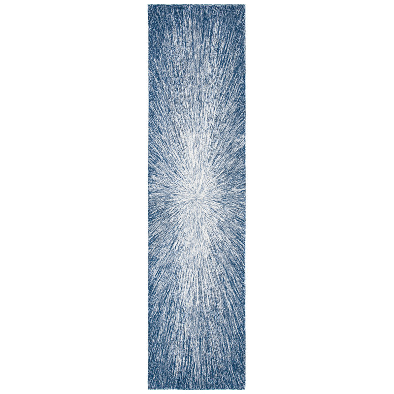 Leudbald Micro-Loop Hand Tufted Wool And Cotton With Latex Abstract Rug, Runner 2'3" x 9'