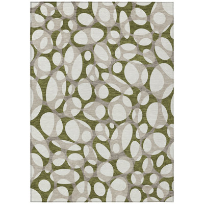 Machine Washable Indoor/Outdoor Chantille ACN2536 Abstract Rug