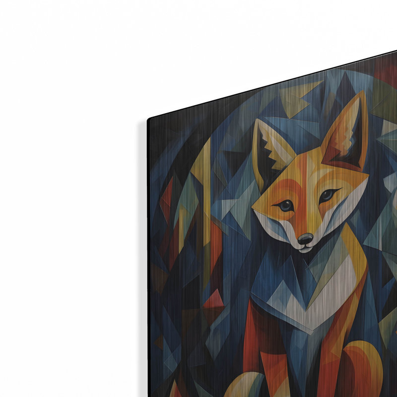 «The Cubistic Fox» par Andreas Magnusson, art mural en métal, H 16 po x l 12 po