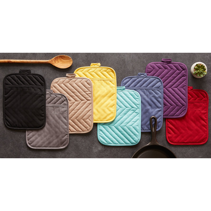 Design Imports Solid Colour Cotton Potholder Set, Eggplant